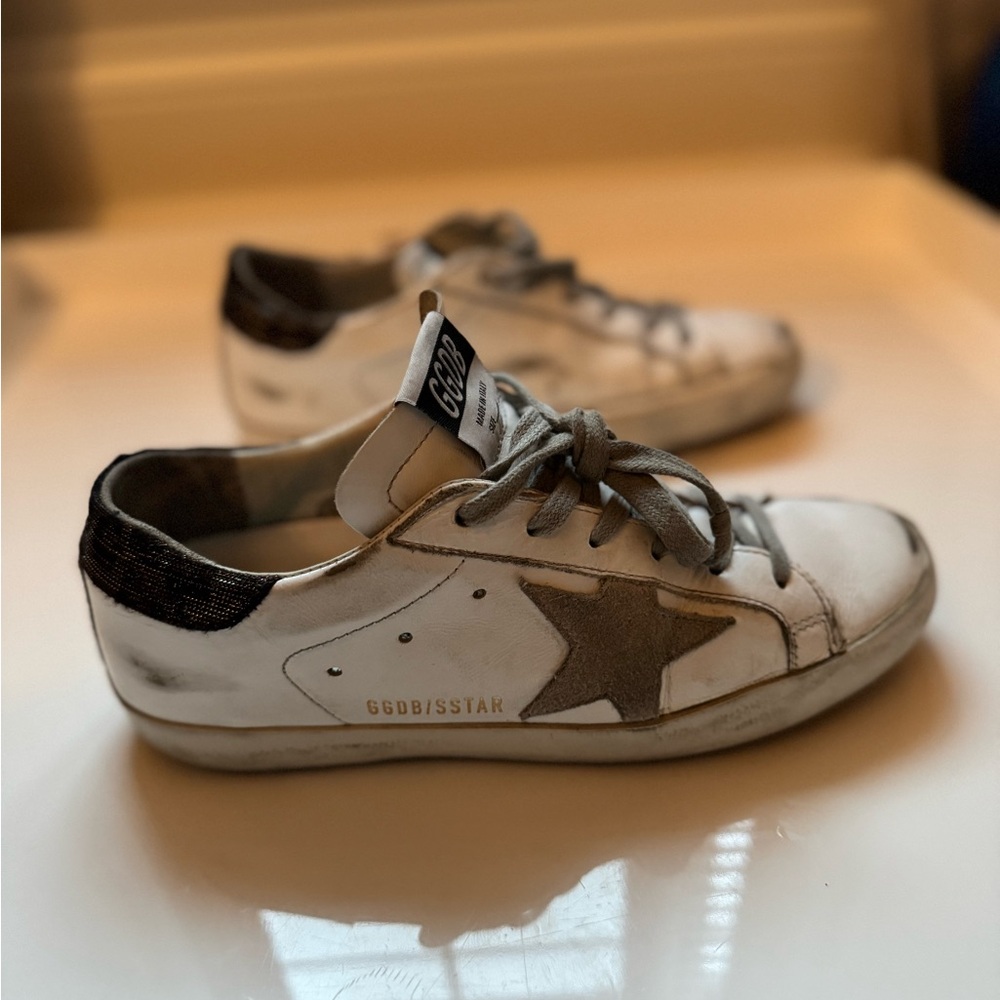 Golden Goose Superstar white sneakers with camouflage / leopard micro glitter - Picture 5 of 5